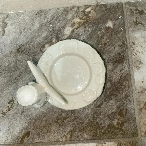 White Glass Sabre Brand Cottagecore Fairy Tea light candle holder grandma hippie - Picture 4 of 14